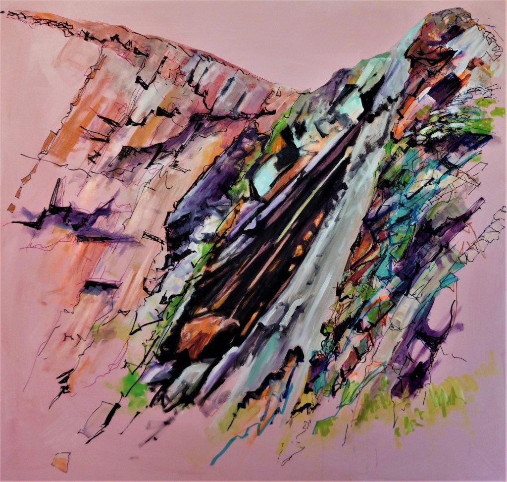 Abereiddy Blue Lagoon Acrylic and Mixed Media on canvas 97 x 91 cm