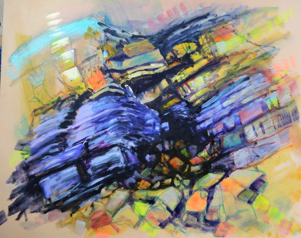 Amroth Cave Acrylic and Mixed Media on canvas 61 x 76 cm