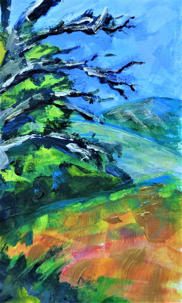 Caer Caradoc from Longmynd Acrylic on paper 22 x 13 cm