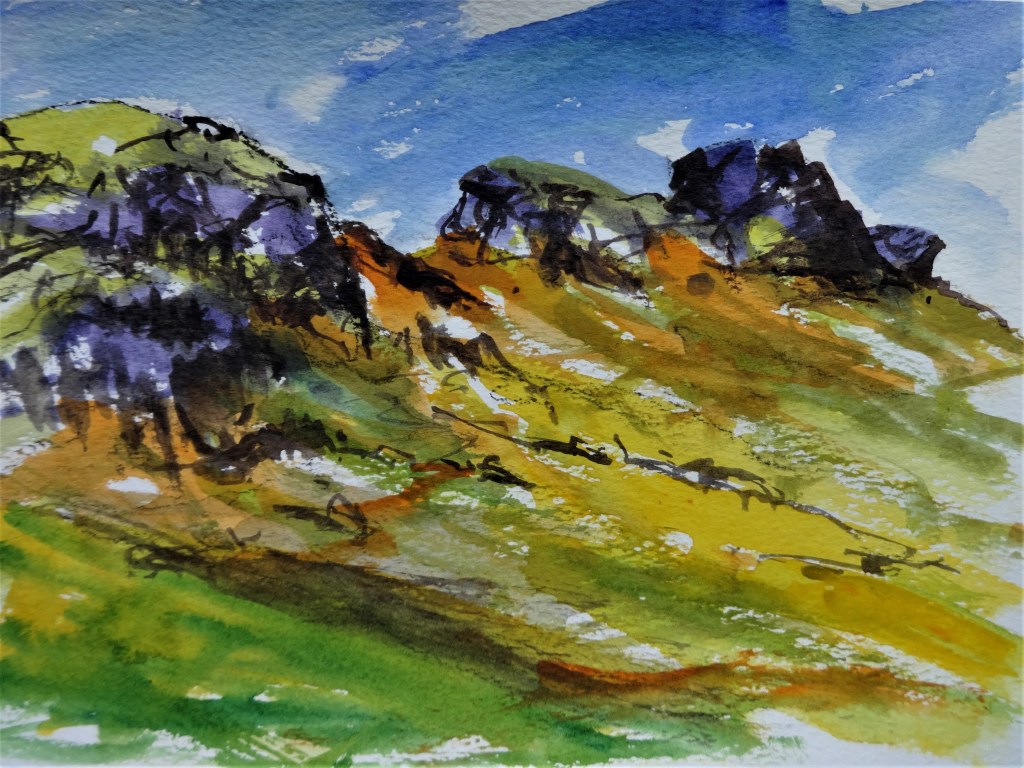 Caer Caradoc from the South Watercolour 18 x 24 cm