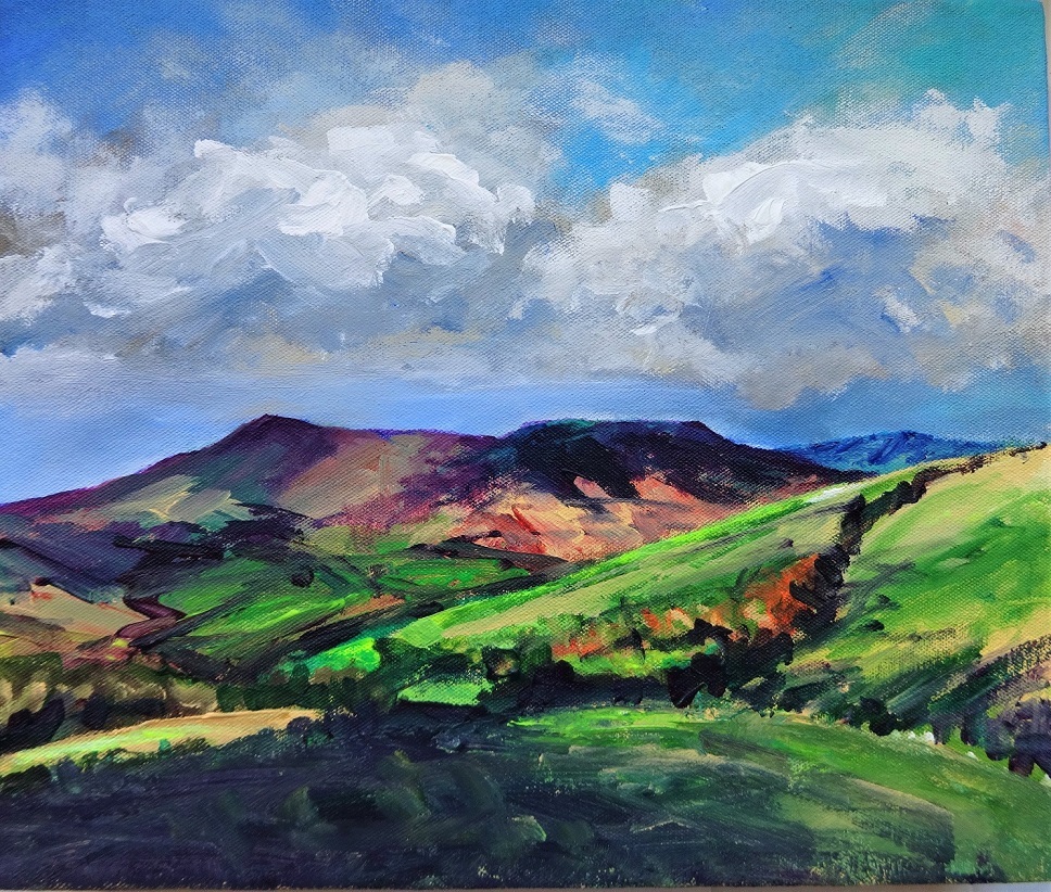 Corndon Hill from Roundton Hill Acrylic on canvas 27 x 33 cm