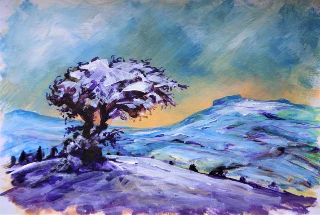 SOLD - From Adstone Hill Acrylic on paper 53 x 64 cm